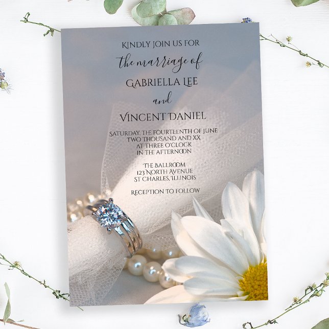 Convites White Daisy Elegance Wedding (Criador carregado)