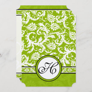 Convites White Damask Swirls Apple Green Casation