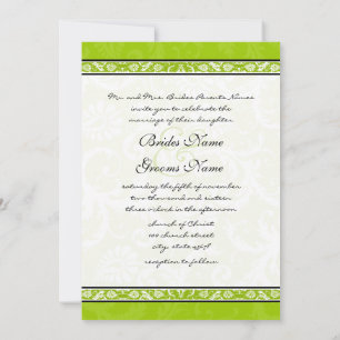 Convites White Damask Swirls Apple Green Casation