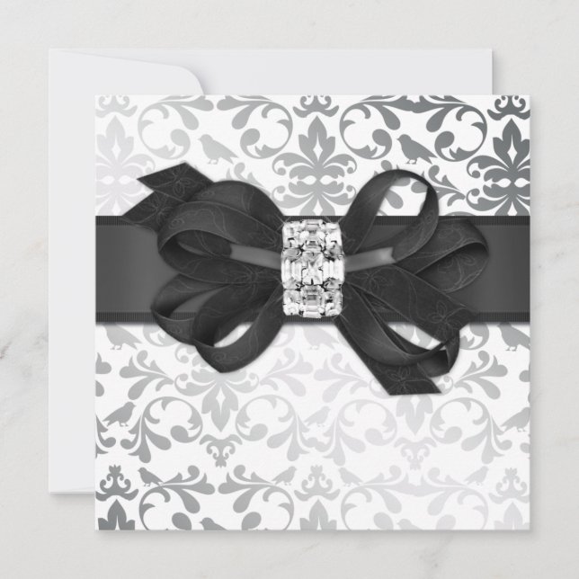 Convites White e Silver Elegante Convidam com Arco Diamond (Frente)