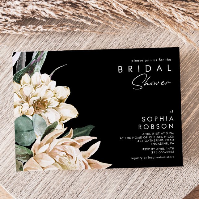 Convites White Floral | Chá de panela preto (Criador carregado)