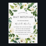 Convites White Floral Green Wreath Modern Bat Mitzvah<br><div class="desc">White Floral Green Wreath Modern Bat Mitzvah Convite Ver coleção correspondente em Niche e Nest Store Também temos muitas outras coleções e convites.</div>