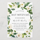 Convites White Floral Green Wreath Modern Bat Mitzvah<br><div class="desc">White Floral Green Wreath Modern Bat Mitzvah Convite

Veja a coleção correspondente em Niche e Nest Store

Temos também muitos outros convites e coleções.</div>