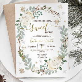 Convites White Floral Winter Housearming Party
