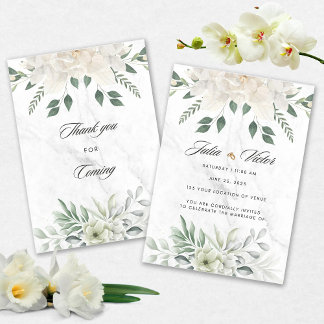 Convites White Flower design Wedding Invition