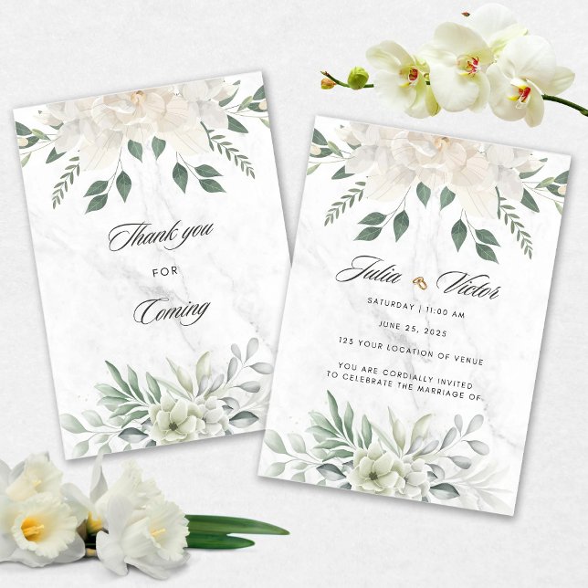 Convites White Flower design Wedding Invition (Criador carregado)