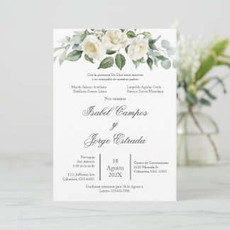 Convites White flower Greenery Wedding Invitation