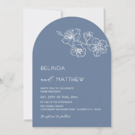 Convites  White Flowers Dusty Blue Casual Wedding