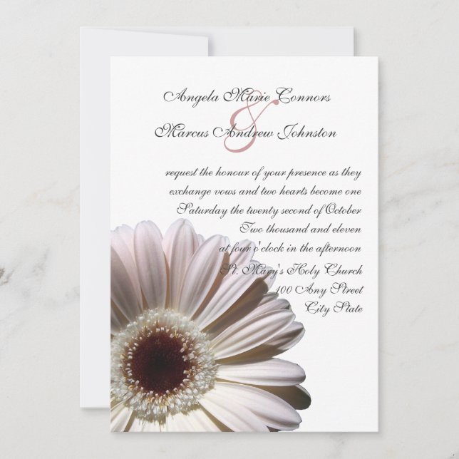 Convites White Gerbera Wedding Daisy (Frente)