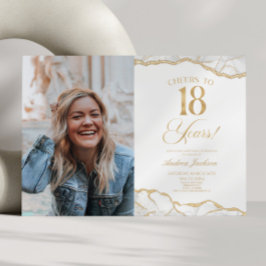 Convites White Gold Agate Picture 18th Birthday Party