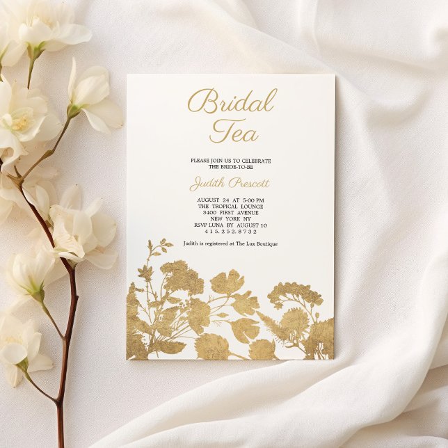 Convites White gold flower bridal tea party Bridal Shower  (White gold flower bridal tea party Bridal Shower )