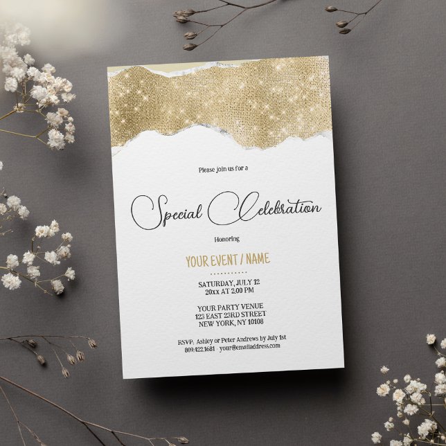 Convites White gold silver glitter luxury Special Event (White gold silver glitter luxury Special Event)