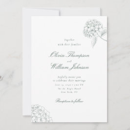 Convites White Hydrangea Green Wedding Invitation