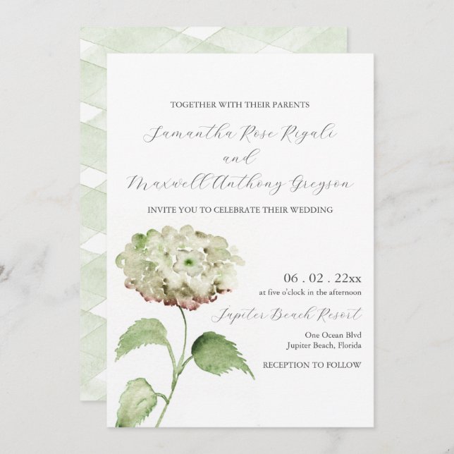 Convites White Hydrangea Wedding Invitation Invitations (Frente/Verso)