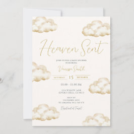 Convites White Ivory Heaven Sent Baby Shower Party