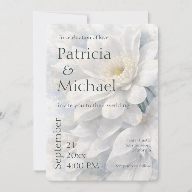 Convites White Ivory Quiet Luxury Romantic Elegant Wedding  (Frente)