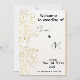 Convites White & Light Gold Elegant Wedding Invitation