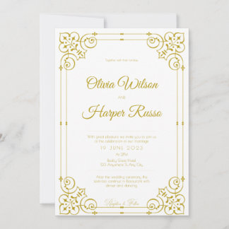 Convites white luxury wedding invitation