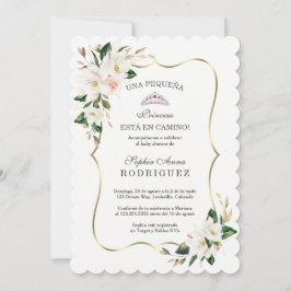 Convites White Magnolia Pink Invitación de Chá de fraldas