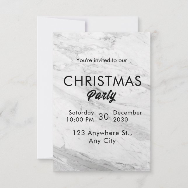 Convites White Marble Christmas (Frente)