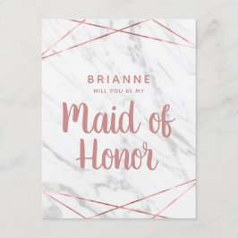 Convites White Marble Geo Você Será Minha Madrinha de casam