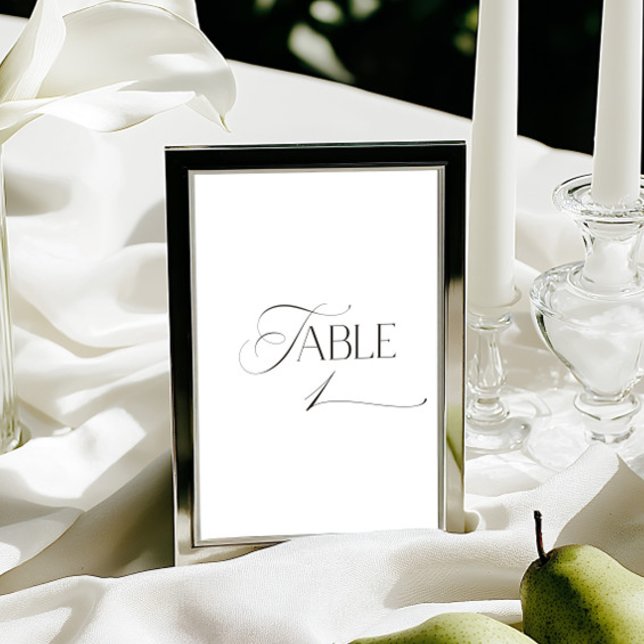 Convites White Modern Classic Calligraphy Table Number (This design is not editable. All table numbers can be found in the collection on this page.)