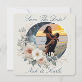 Convites White Moonflower Save The Date Photo Announ