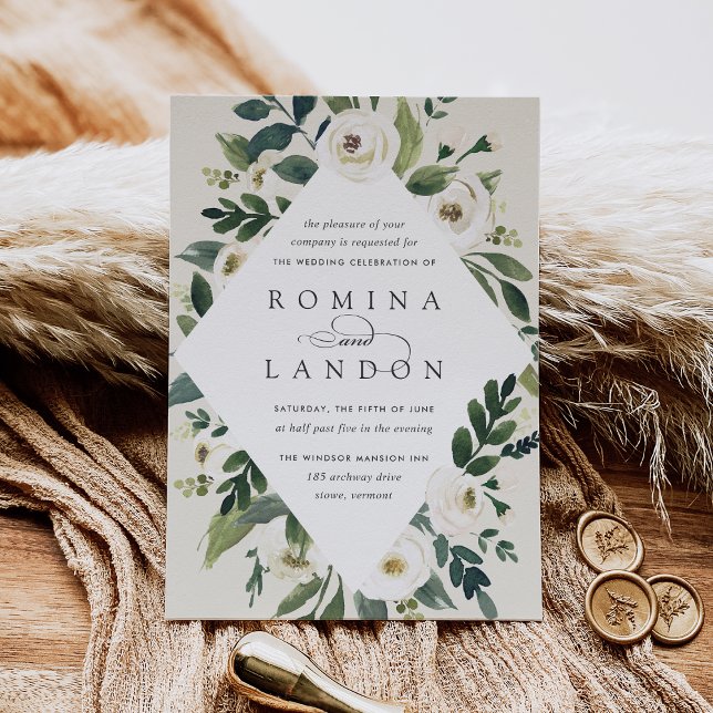 Convites White Peony | Armamento Geométrico Floral (Criador carregado)