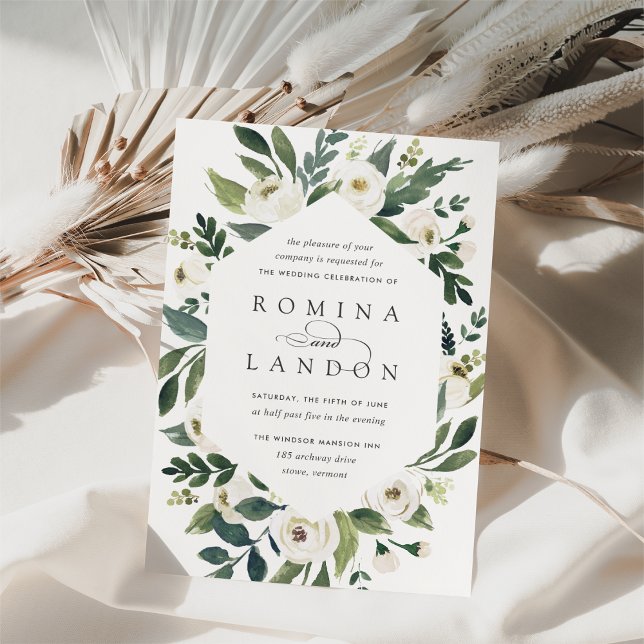 Convites White Peony | Armamento Geométrico Floral (Criador carregado)