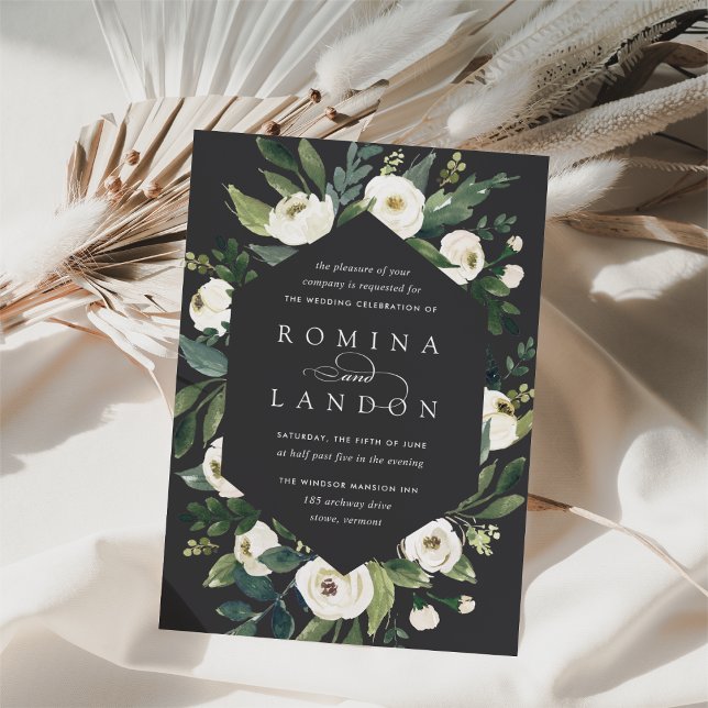 Convites White Peony | Armamento Geométrico Floral (Criador carregado)