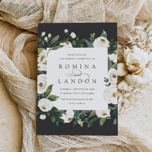 Convites White Peony Casamento De Quadros Florais Quadrad
