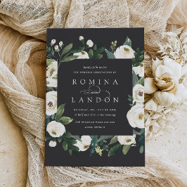 Convites White Peony | Casamento De Quadros Florais Quadrad