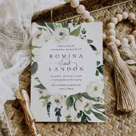 Convites White Peony | Casamento De Quadros Florais Redondo