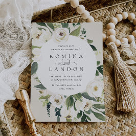 Convites White Peony | Casamento De Quadros Florais Redondo