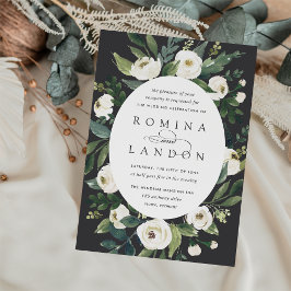 Convites White Peony | Casamento Floral de Frame Oval