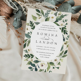 Convites White Peony | Casamento Floral de Frame Oval