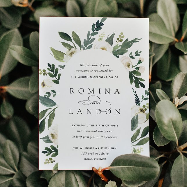 Convites White Peony | Casamento por arco floral (Criador carregado)