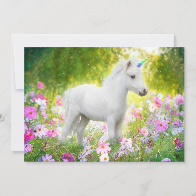 Convites White Pony Unicorn (Frente)
