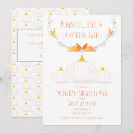 Convites White Pumpkin Autumn Gêmeos Chá de fraldas por Ema