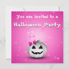 Convites White Pumpkin Pink Girly Halloween