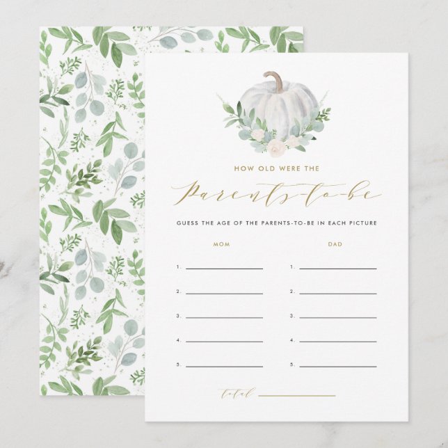 Convites White Pumpkin Quantos Anos Teve O Jogo Dos Pais (Frente/Verso)