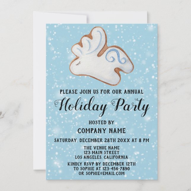 Convites White Reindeer Cookie Snow Company Folidy Party (Frente)
