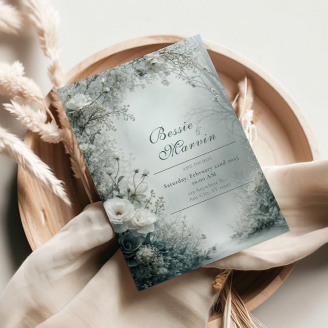 Convites White Rose and Dusty Gray Winter Wedding (Criador carregado)