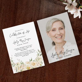 Convites White Rose Celebration of Life Photo Funeral