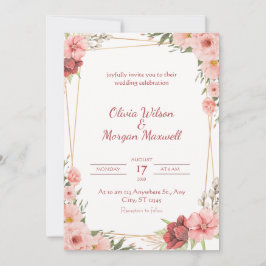 Convites White Rose Wedding Card