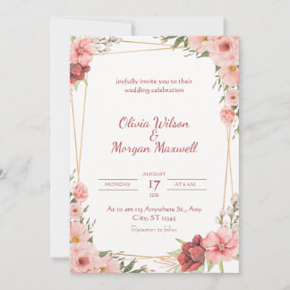 Convites White Rose Wedding Card