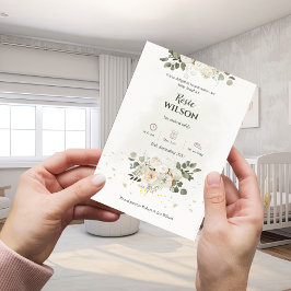 Convites White Roses Baby Announcement