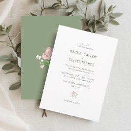 Convites White & Sage | Chic Watercolor Floral Wedding 