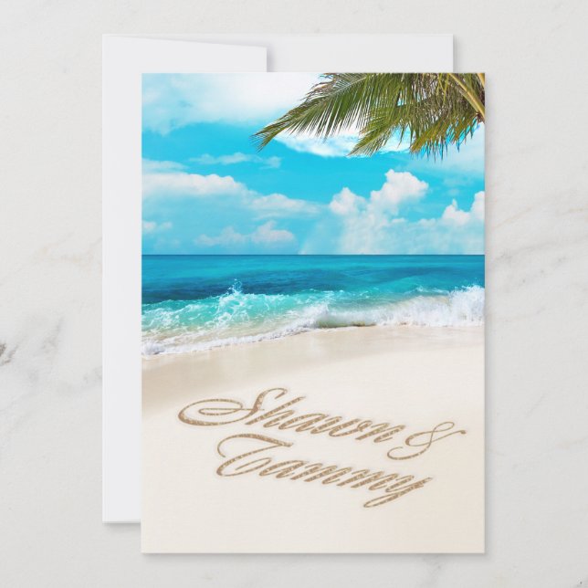 Convites White Sands Beach PEDE-ME PARA COLOCAR NOMES NA AR (Frente)