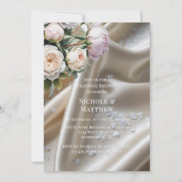 Convites White Satin with Roses and Peony Wedding Shower